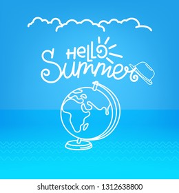 Hola concepto de verano. Ilustración del vector de viajes de verano