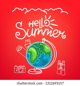 Hello summer concept. Summer travel vector illustration
