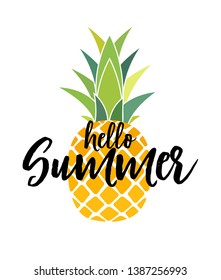 Hello Summer Concept. Tropic fruit Pineapple icon symbol design. Vector Illustration EPS10