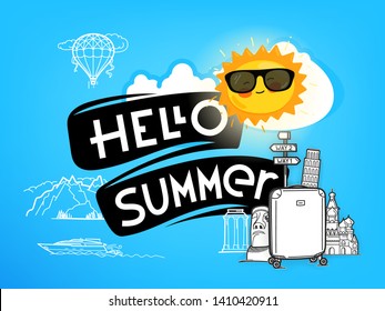 Hello summer concept. Vector illustration
