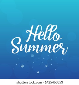 Hello summer concept vector illustration. Top view of beach. Template for poster, banner, card, flyer etc
