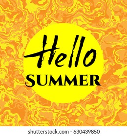 Hello summer concept vector illustration with sun in flat style. Template for poster, banner, card, flyer etc. - Shutterstock ID 630439850