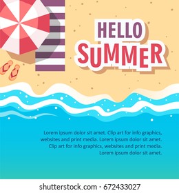 Hello summer concept vector illustration. Template for poster, banner, card, flyer etc.