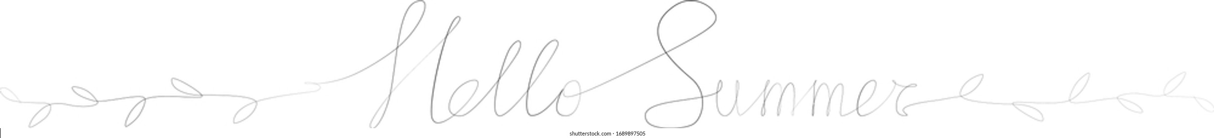 Hello summer - continuous one black line with word. Minimalistic drawing of phrase illustration