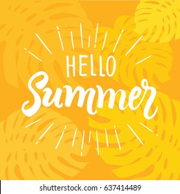 Hello Summer. Creative graphic vector lettering illustration. Retro typographical design