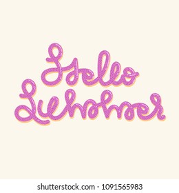 Hello summer. Creative hand drawn lettering in form of long balloons. Summertime. Season of rest and travel. Beach party. It can be used for poster, banner, card, invitation, sale. Vector, eps10