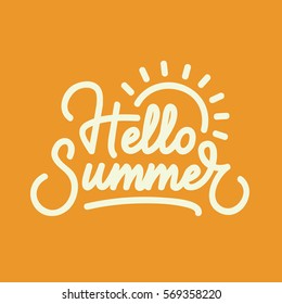 "Hello Summer" creative typography. Digital lettering poster. Eps10 vector.