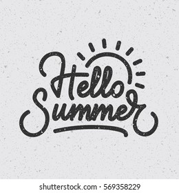 "Hello Summer" creative typography. Digital lettering poster. Eps10 vector.