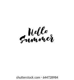 Hello summer. Creative and unique lettering quotes for the hot summer season. Vector illustration. For cards, posters, banners.