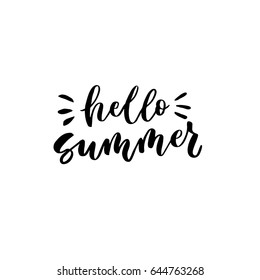 Hello summer. Creative and unique lettering quotes for the hot summer season. Vector illustration. For cards, posters, banners.
