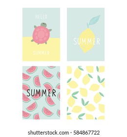 Hello Summer cute card with Lettering 