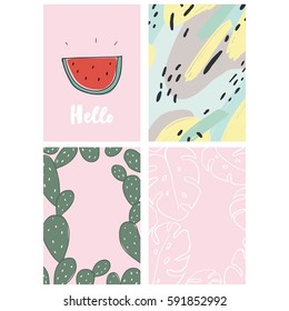 Hello Summer cute card with Lettering 