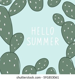 Hello Summer cute card with Lettering 