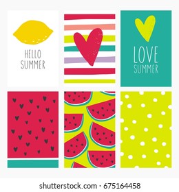 Hello Summer cute card with Lettering 