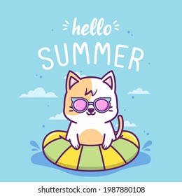 hello summer with cute cat