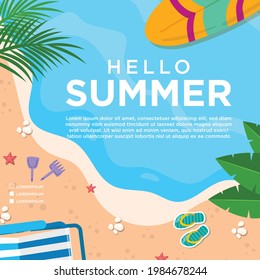 Hello Summer Day illustration vector graphic of greeting card, banner, background, sale, holiday, invitation