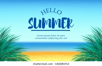 Hello Summer day travel holiday at beach tropical season landscape beautiful paradise with leaves