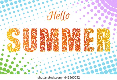 Hello SUMMER. Decorative Font made in swirls and floral elements