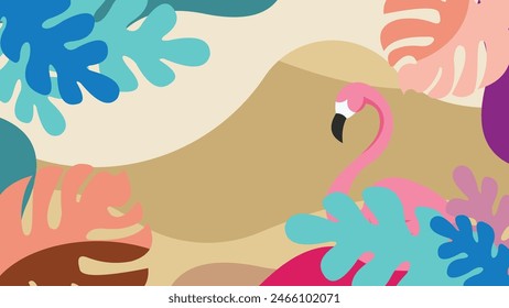 Hallo Sommerdesign, abstrakte Illustration mit Dschungel exotischen Blättern, buntes Design, Sommerhintergrund und Banner