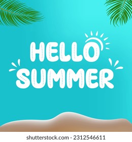 Hello Summer Design Element for Greeting Cards and Labels, Template. stock illustration