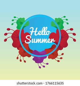 Hello summer design and flower background - Vector Illustration