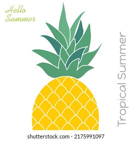 hello summer design with tropical pineapple background illustration