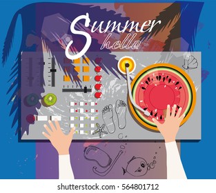 Hello summer! DJ mixer summer, watermelon