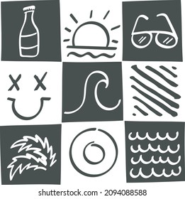 Hola verano doodle de fondo vector hipster.