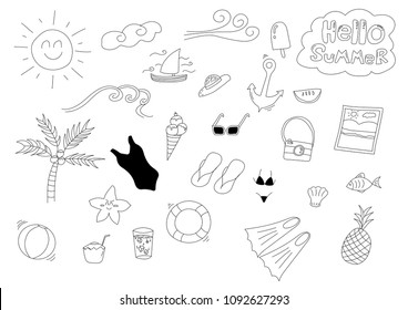 hello summer doodle set 