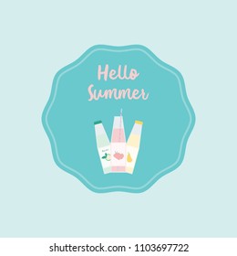 Hello summer drinks vector illustration