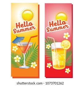 hello summer drinks vertical banner