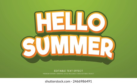 Plantilla de efecto de texto editable hello summer