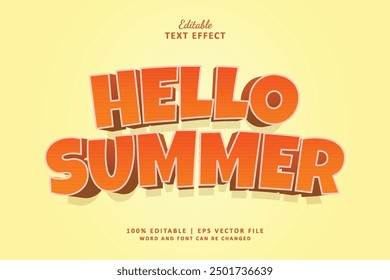 Hello Summer Editable Text Effect Style 3d Theme Summer Holiday, Suit for Food or Drink Business Brand