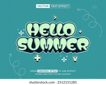 hello summer editable text, font effect, 3d text for title