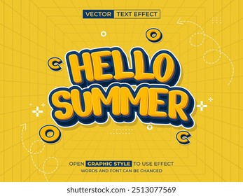 hello summer editable text, font effect, 3d text for title