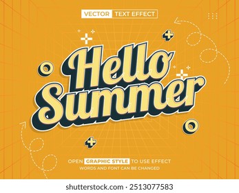 hello summer editable text, font effect, 3d text for title