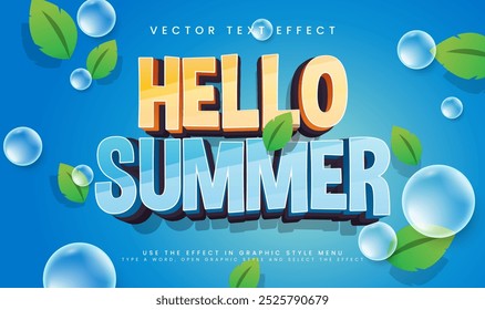 Efecto de texto de Vector editable de verano, con concepto de evento de verano