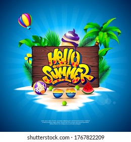 Hello Summer with element in the beach