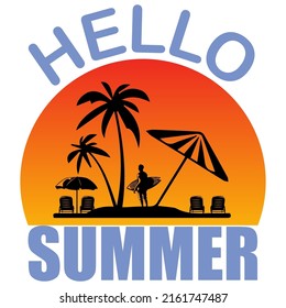 Hello Summer EPS Files T-shirt Design