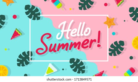 Hello summer flat illustration vector