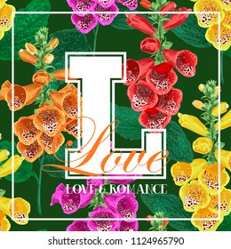 Hello Summer Floral Design with Blooming Tiger Lily Flowers. Tropical Botanical Background for Poster, Banner, T-shirt, Greeting Card. Vector illustration
