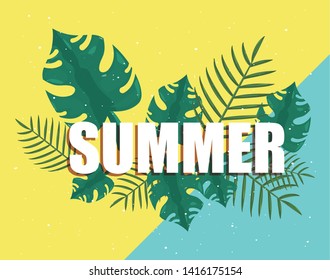 hello summer foliage tropical vector ilustration