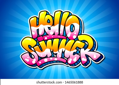 Hello Summer Font Graffiti Style Mix Colorful