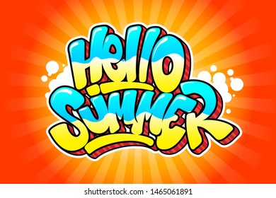 Hello Summer Font Graffiti Style Mix Colorful