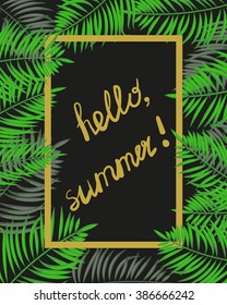 Hello, summer frame. Tropical vector background with place for text. 