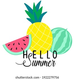 Hello summer. Fruit Vector illustration.