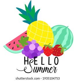 Hello summer. Fruit Vector illustration.