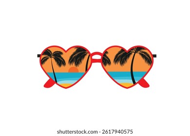 Hello summer fun background concept. Vector sunglass beach palm vacation design illustration