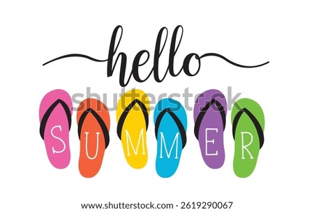 hello summer. hello summer fun with colorful flip flops. hello summer icon vector illustration.