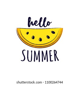 Hello summer. Funny summer element with text - concept of a banner. Vector.